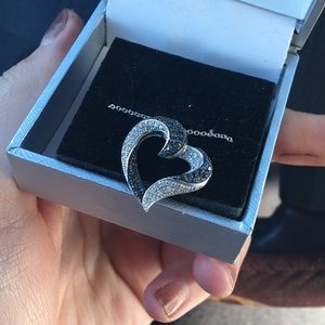 silver black and white love necklace